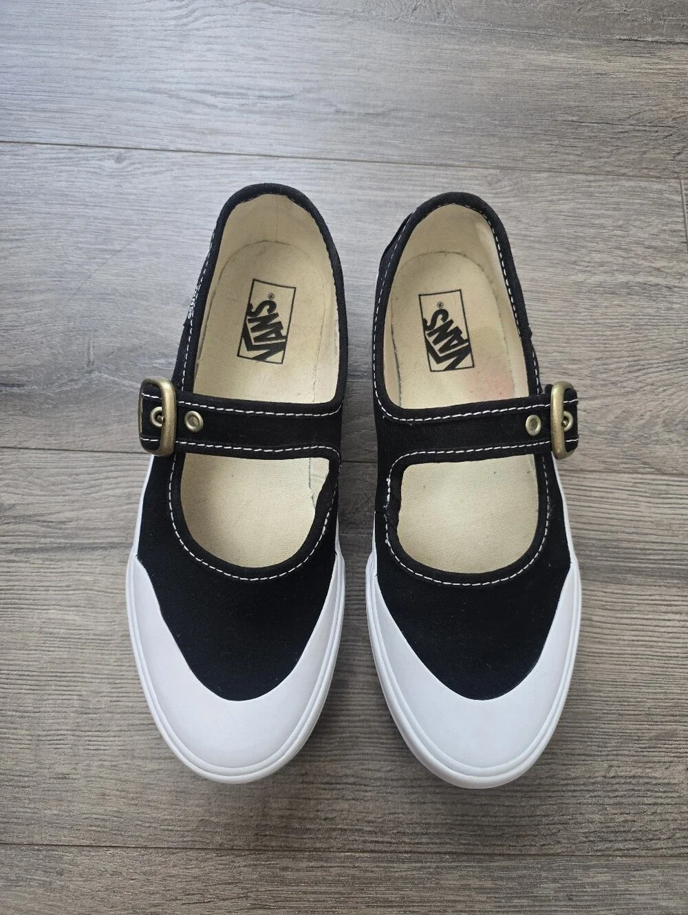 Vans Mary Jane Kids Size 2.5 Black White Skater Preppy Summer